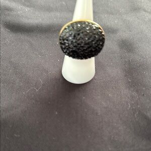 Bold Black and Gold Textured Dome Ring